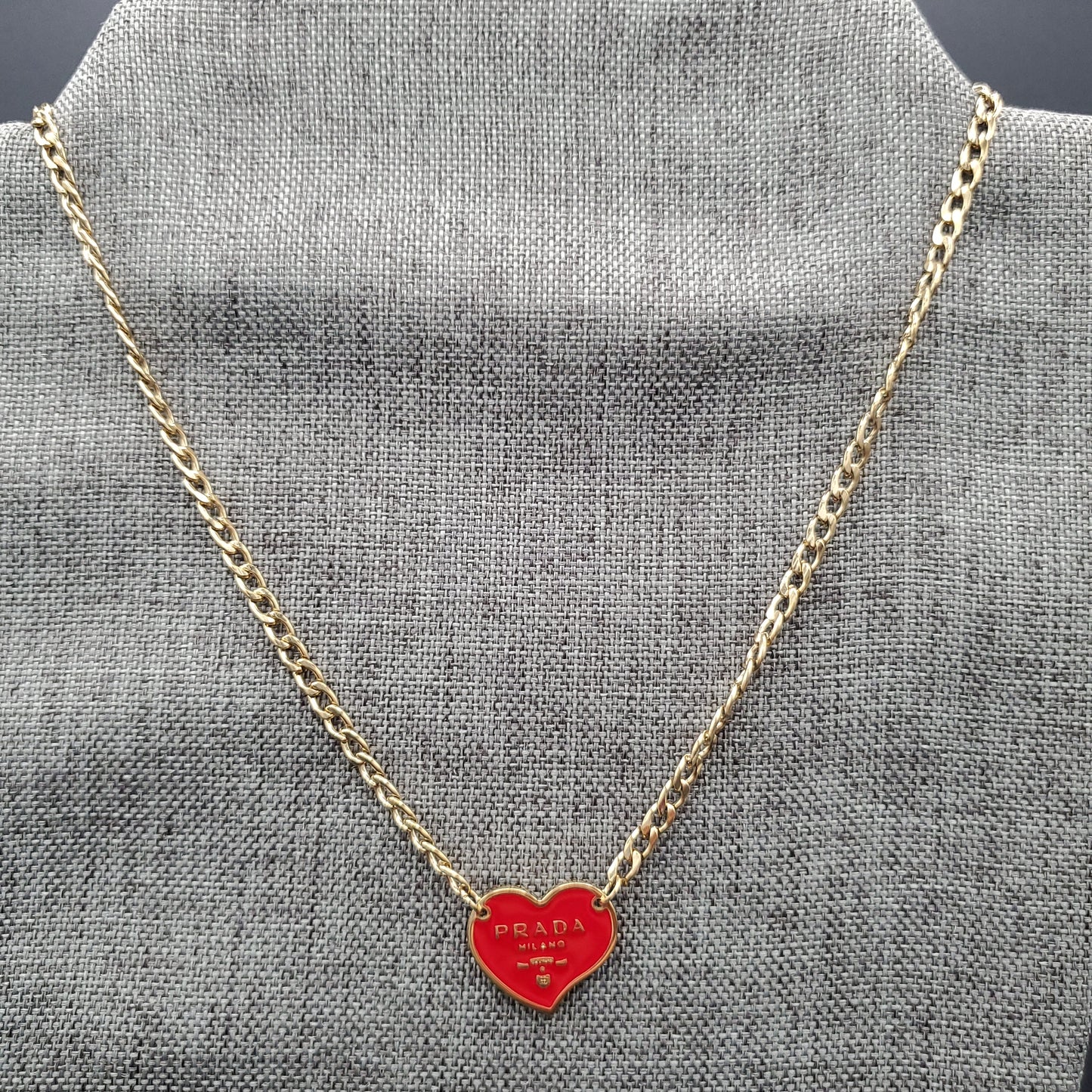 P*rada Red Heart Necklace